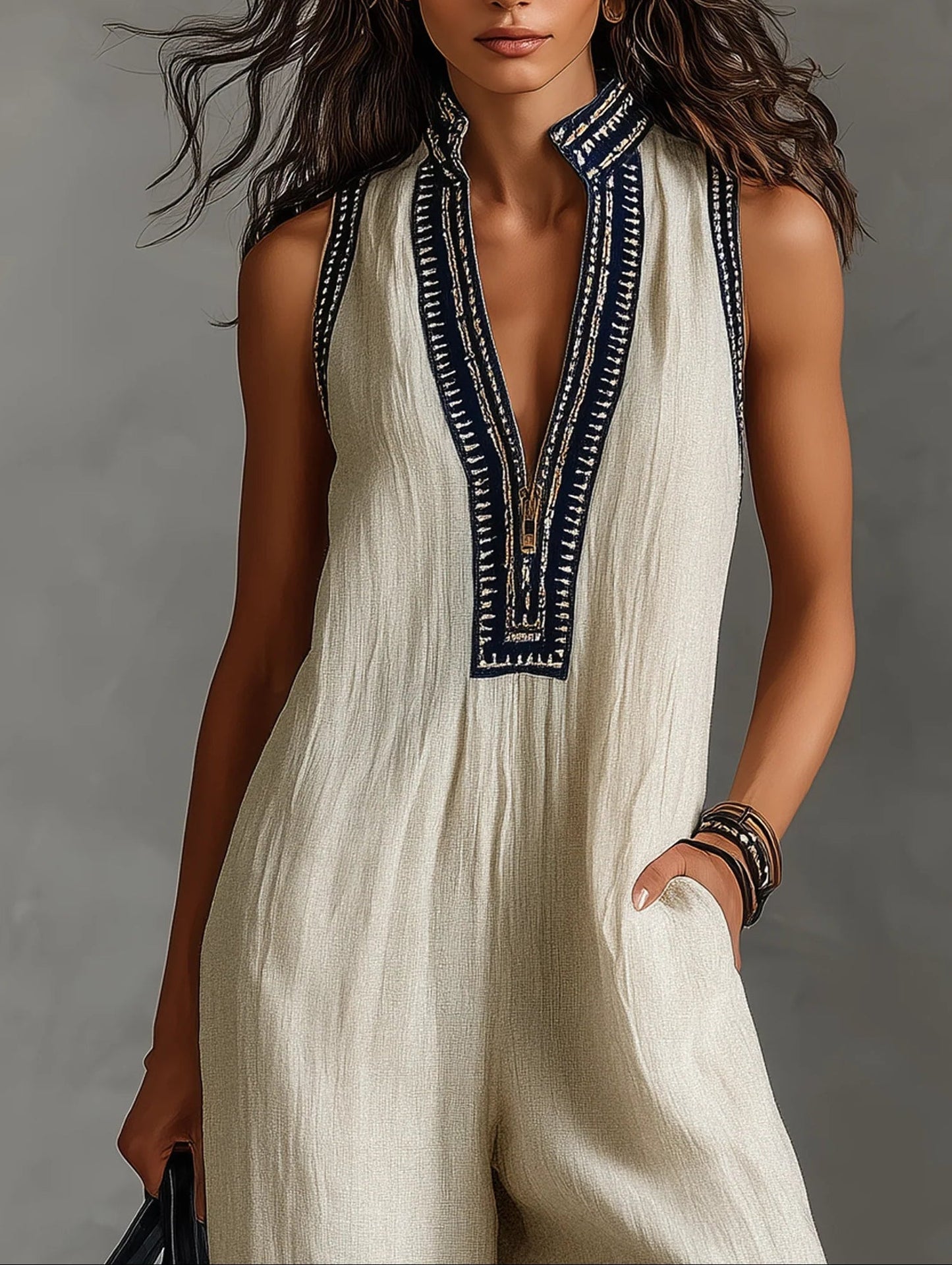 Emilia - Mono minimalista de pierna ancha