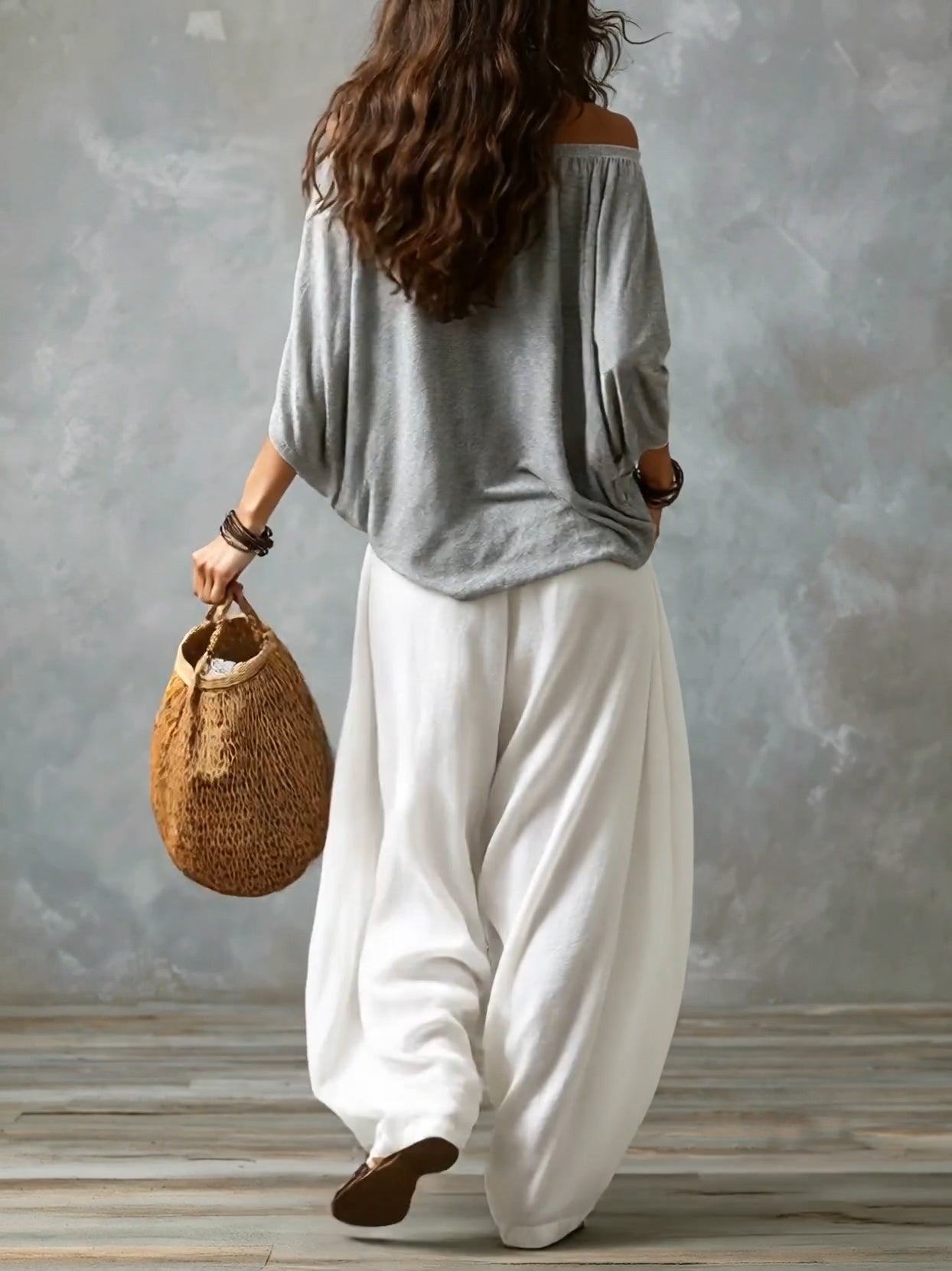 Luna - Conjunto de hombros descubiertos y pantalón fluido