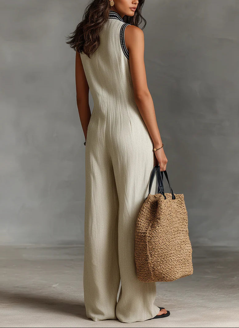 Emilia - Mono minimalista de pierna ancha