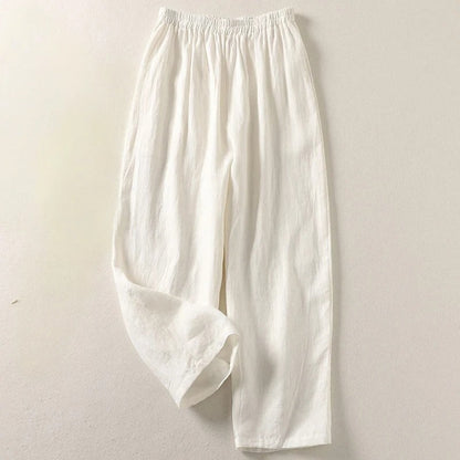 Pantalón fluido de algodón y lino