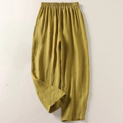 Pantalón fluido de algodón y lino