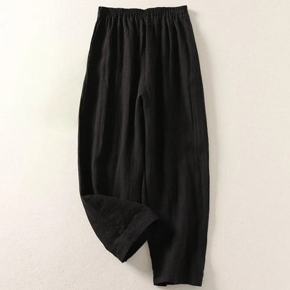 Pantalón fluido de algodón y lino
