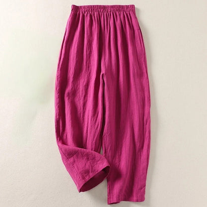 Pantalón fluido de algodón y lino