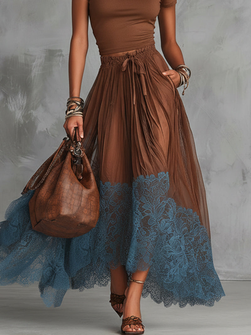 Valeria - Conjunto maxi elegante con falda de tul