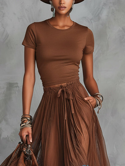 Valeria - Conjunto maxi elegante con falda de tul