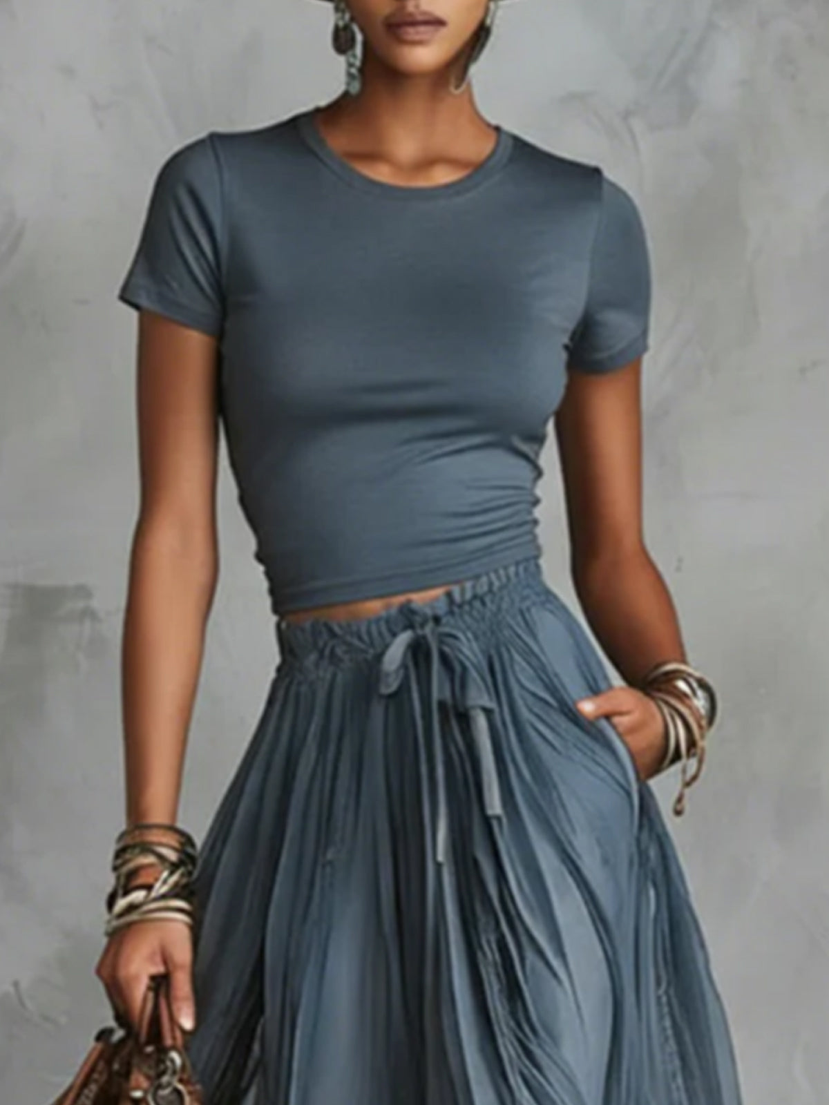 Valeria - Conjunto maxi elegante con falda de tul