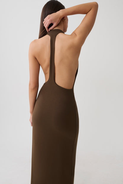 Halley Back T-Strap Maxi Dress - Chocolate