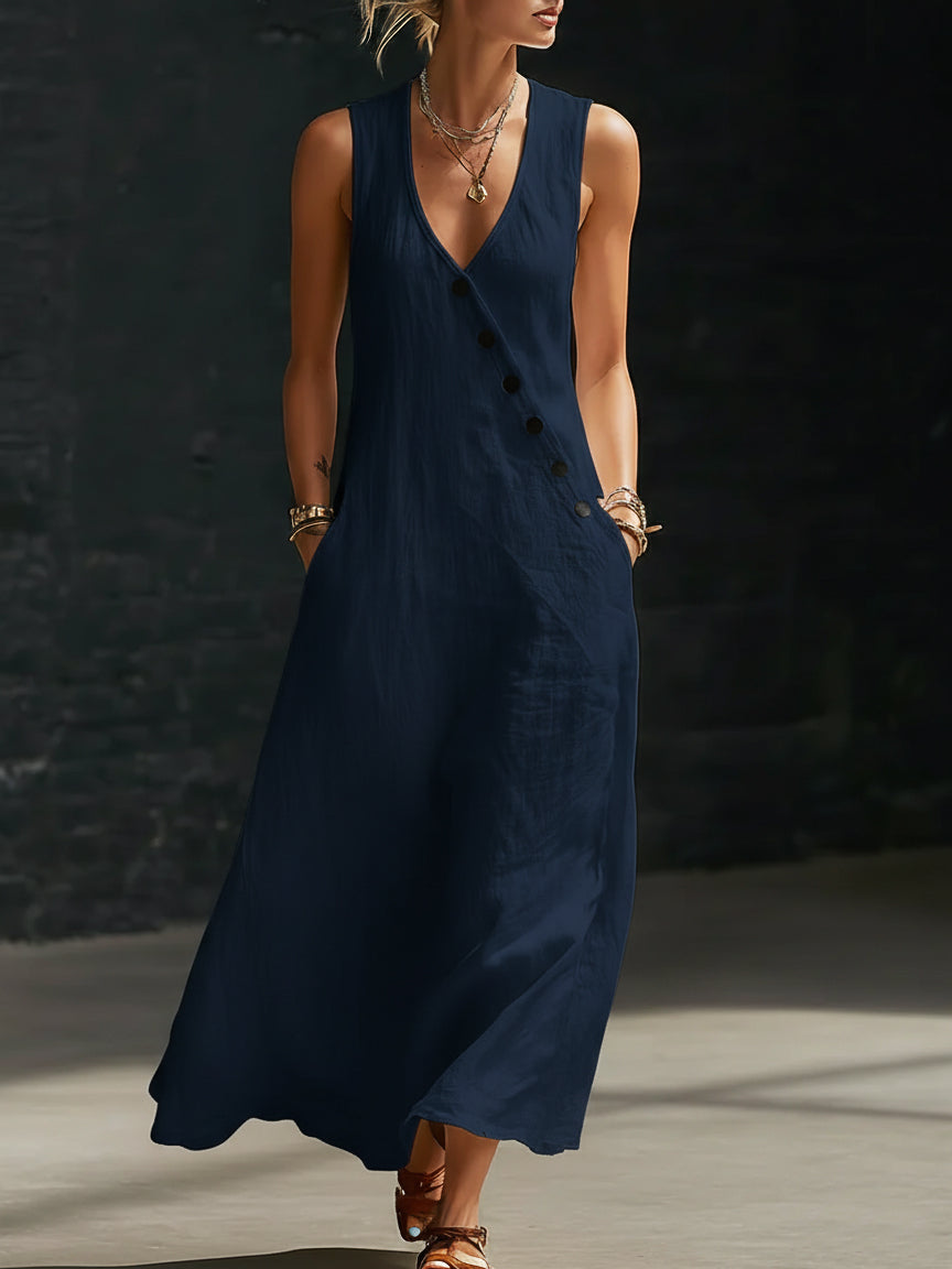 Vestido abotonado minimalista y cómodo