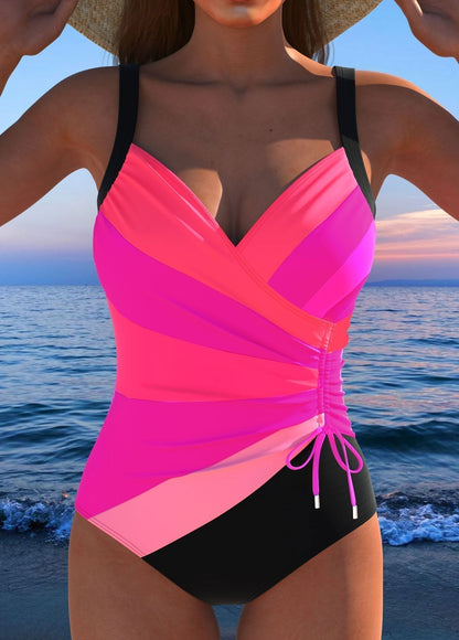 Odette | Traje de baño de lujo con escote cruzado y estampado multicolor