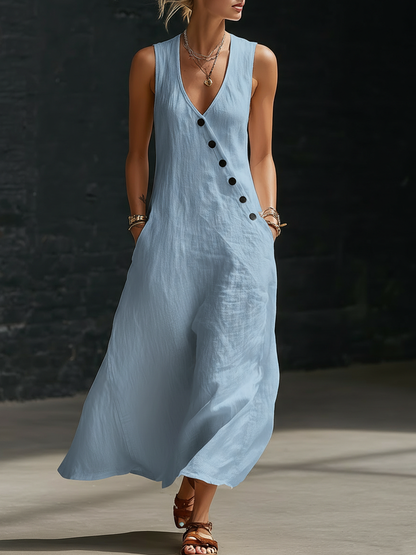 Vestido abotonado minimalista y cómodo
