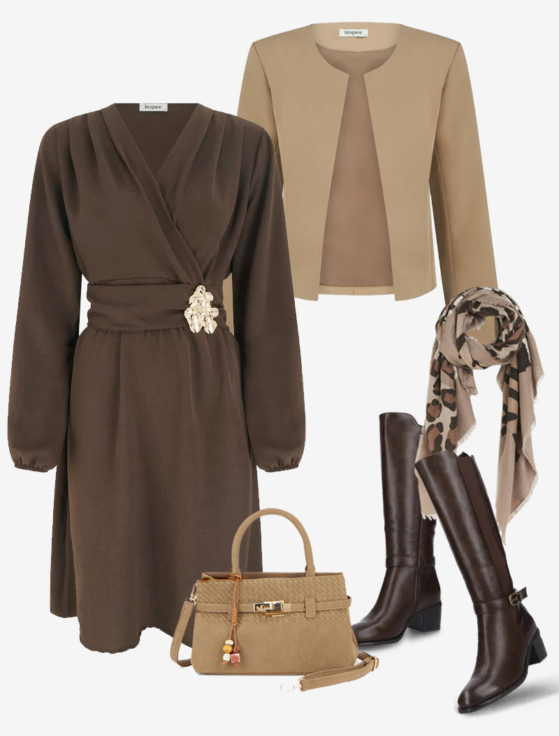 Chaqueta Siena Camel y elementos del look