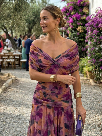 Vestido largo con escote en v