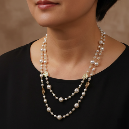 Elegante collar de oro con perla