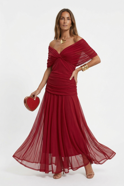 Vestido largo con escote en v
