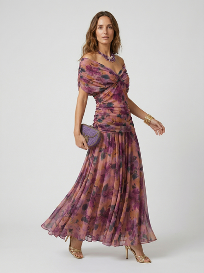Vestido largo con escote en v