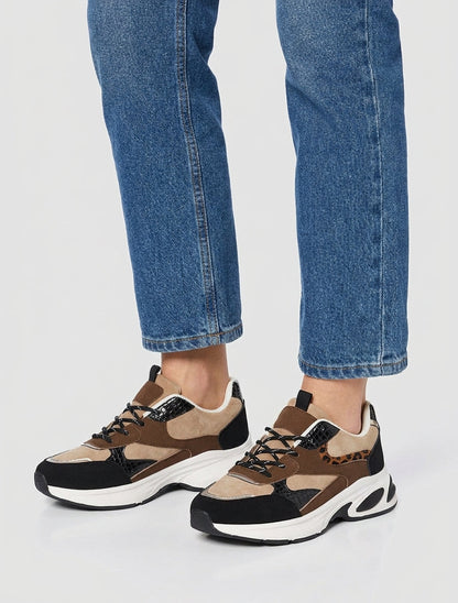 Zapatillas deportivas de ante sintético y pitón irisado - Negro