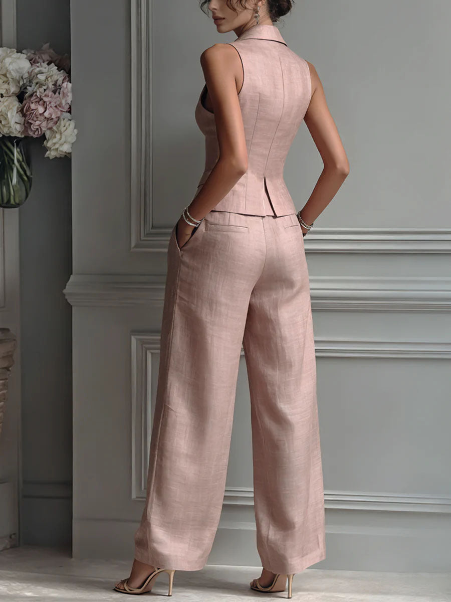 Karol | Conjunto de dos piezas para mujer con escote en V y botones