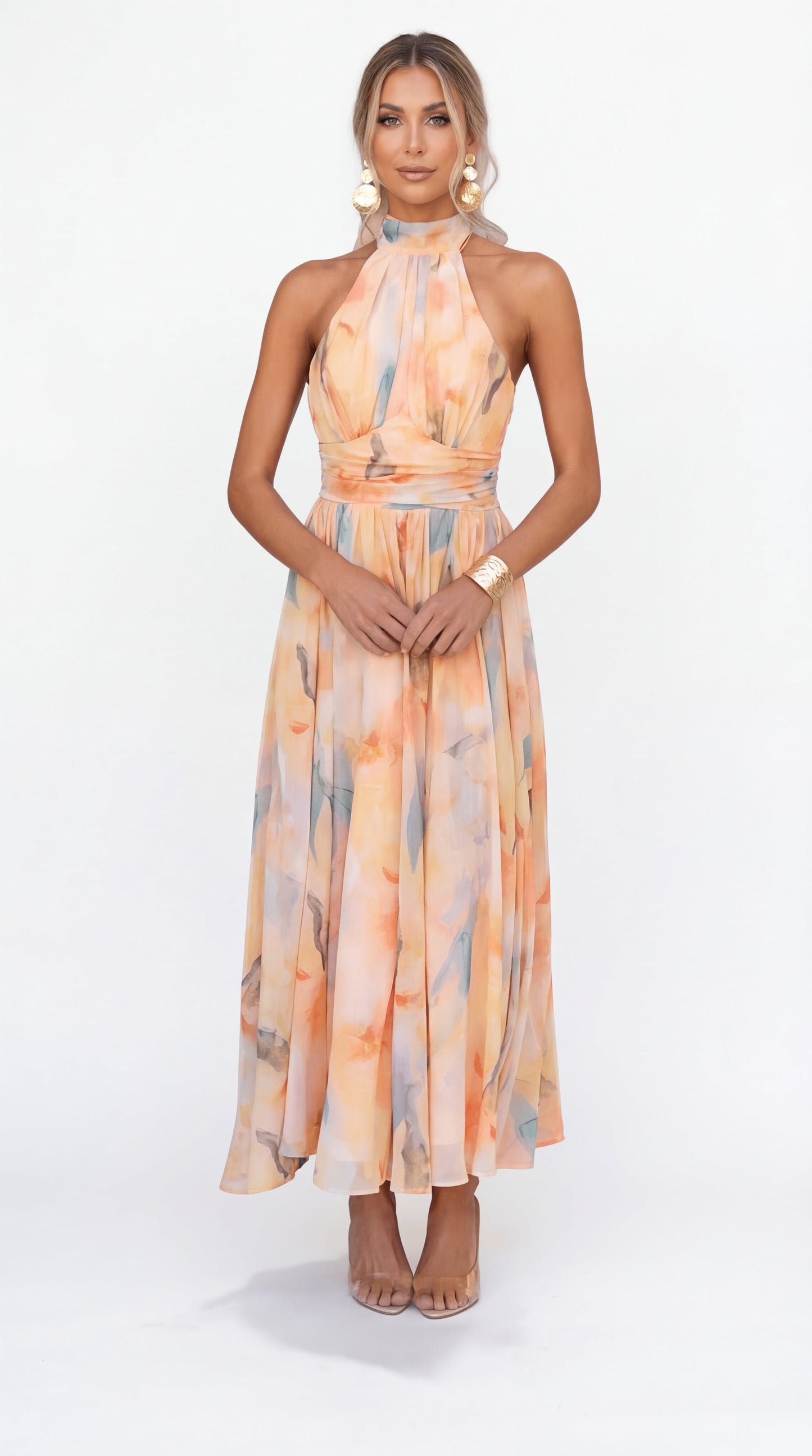 ESTHER | Vestido Halter de Estilo Acuarela