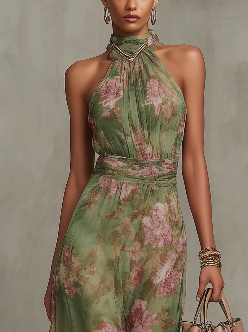 Angelique | Vestido maxi floreado elegante en muselina