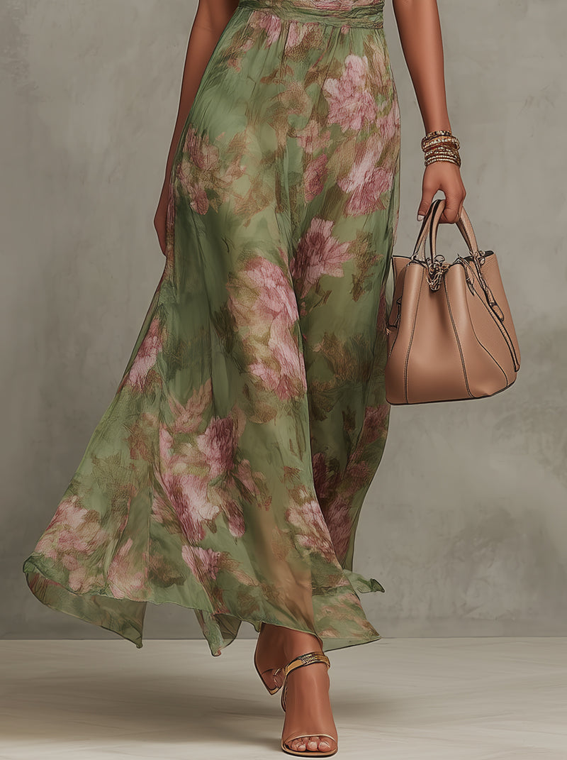 Angelique | Vestido maxi floreado elegante en muselina
