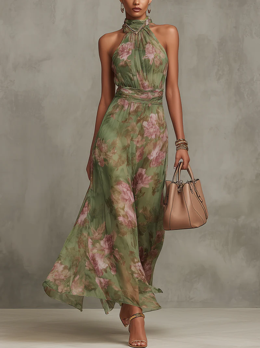 Angelique | Vestido maxi floreado elegante en muselina