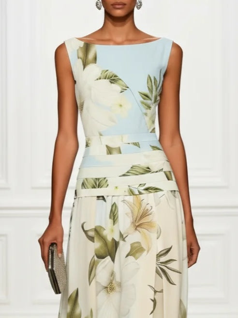 Catalina - Vestido maxi floral con volantes