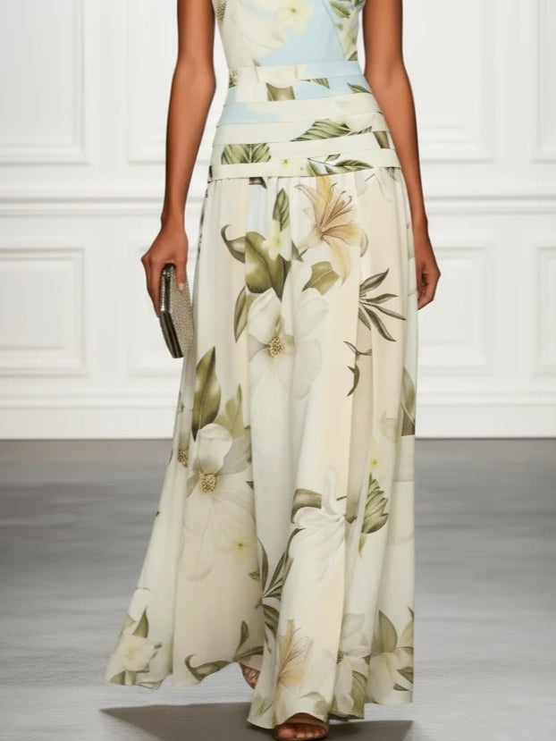 Catalina - Vestido maxi floral con volantes