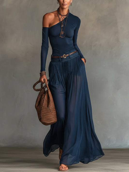 Renata - Conjunto elegante de tul con un hombro