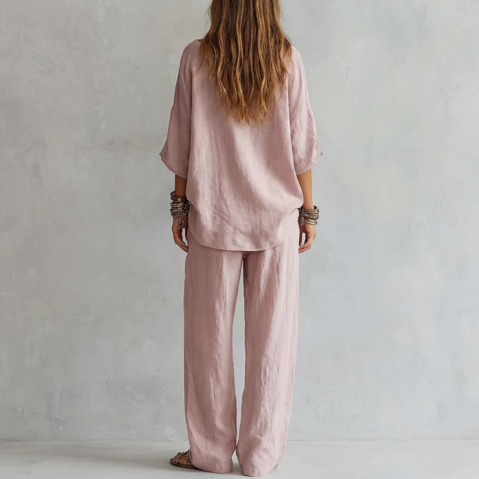 Gabriella - Conjunto de Hombros Descubiertos y Pantalón Palazzo