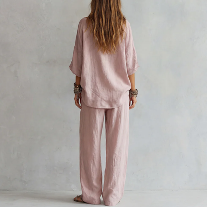 Gabriella - Conjunto de Hombros Descubiertos y Pantalón Palazzo