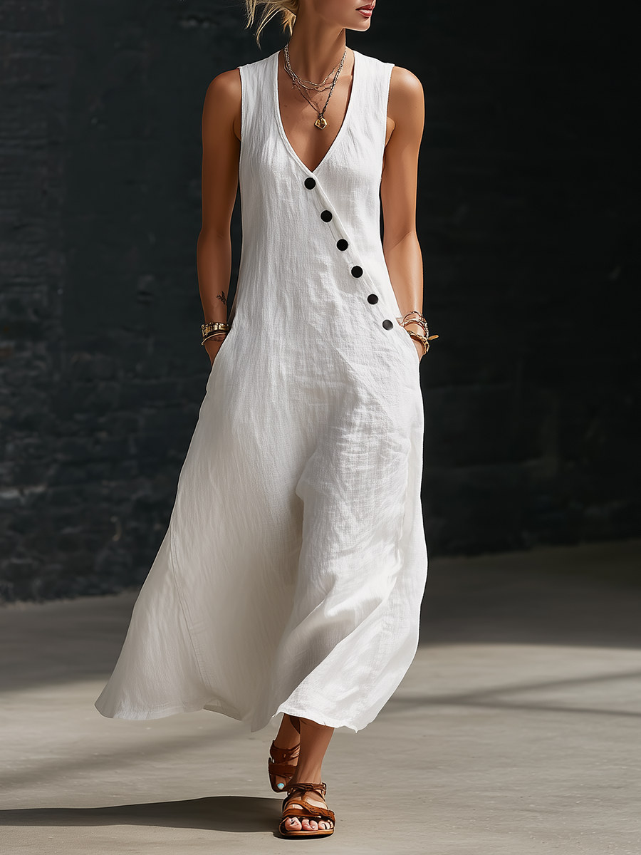 Vestido abotonado minimalista y cómodo