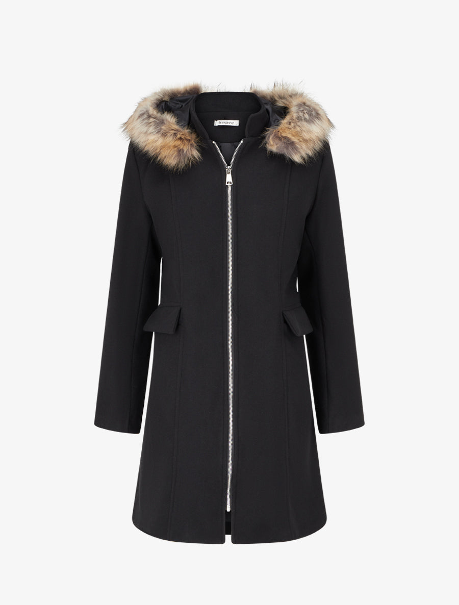 Abrigo Adamina Noir negro de mujer - AURA MILANO