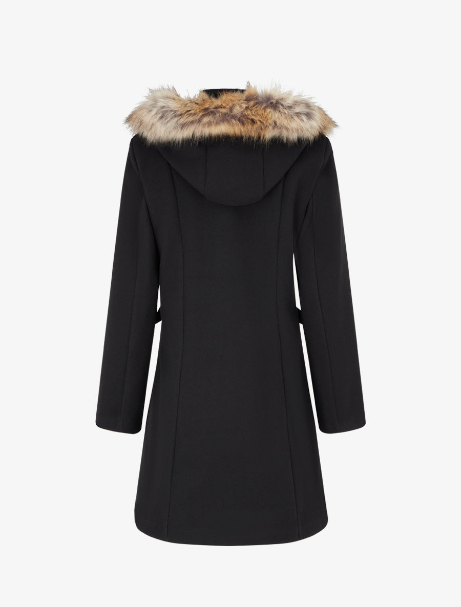 Abrigo Adamina Noir negro vista lateral - AURA MILANO
