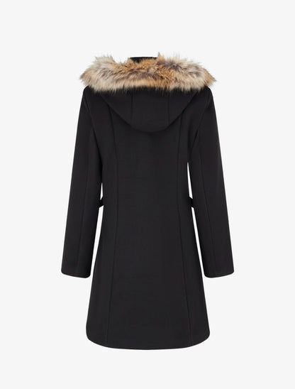 Abrigo Adamina Noir negro vista lateral - AURA MILANO