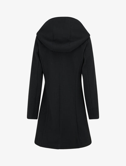 Abrigo Amélie Negro vista lateral - AURA MILANO