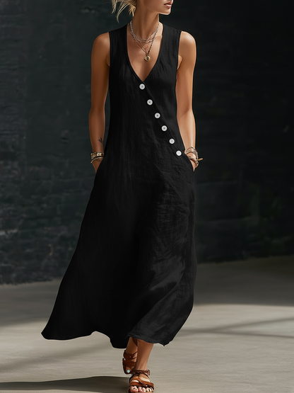 Vestido abotonado minimalista y cómodo