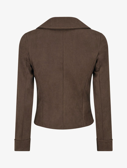 Cazadora Valentina Suède Chocolate vista lateral - AURA MILANO