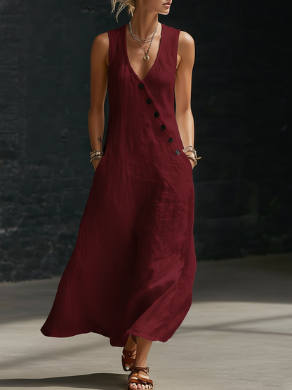 Vestido abotonado minimalista y cómodo