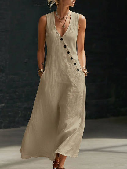 Vestido abotonado minimalista y cómodo