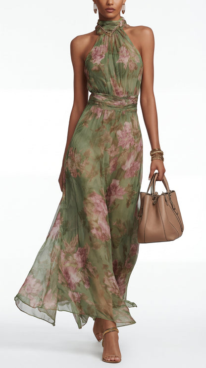 Livia™| Vestido maxi halter floral elegante