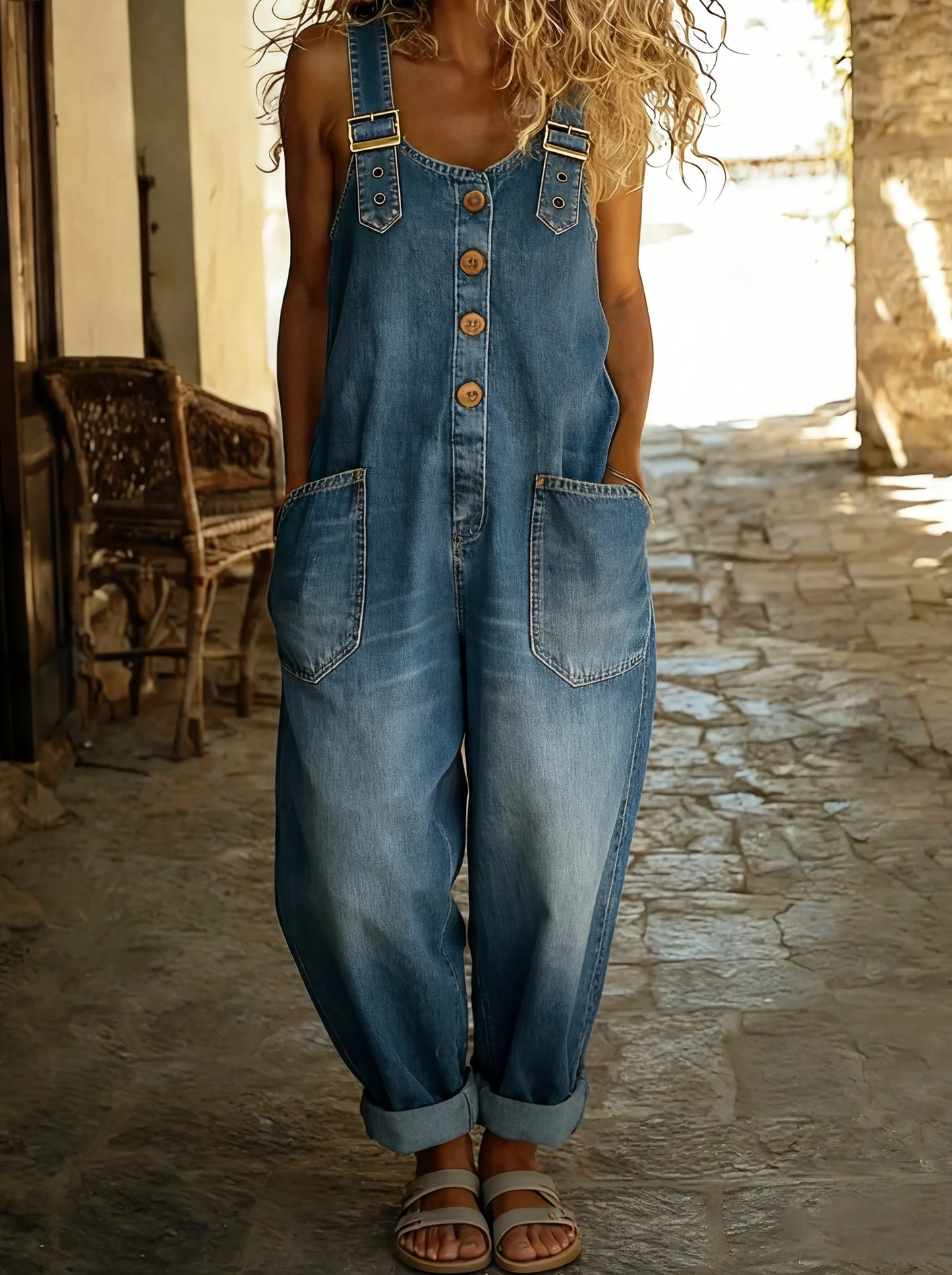 Rocio™ - Mono vaquero casual con hebilla ajustable.
