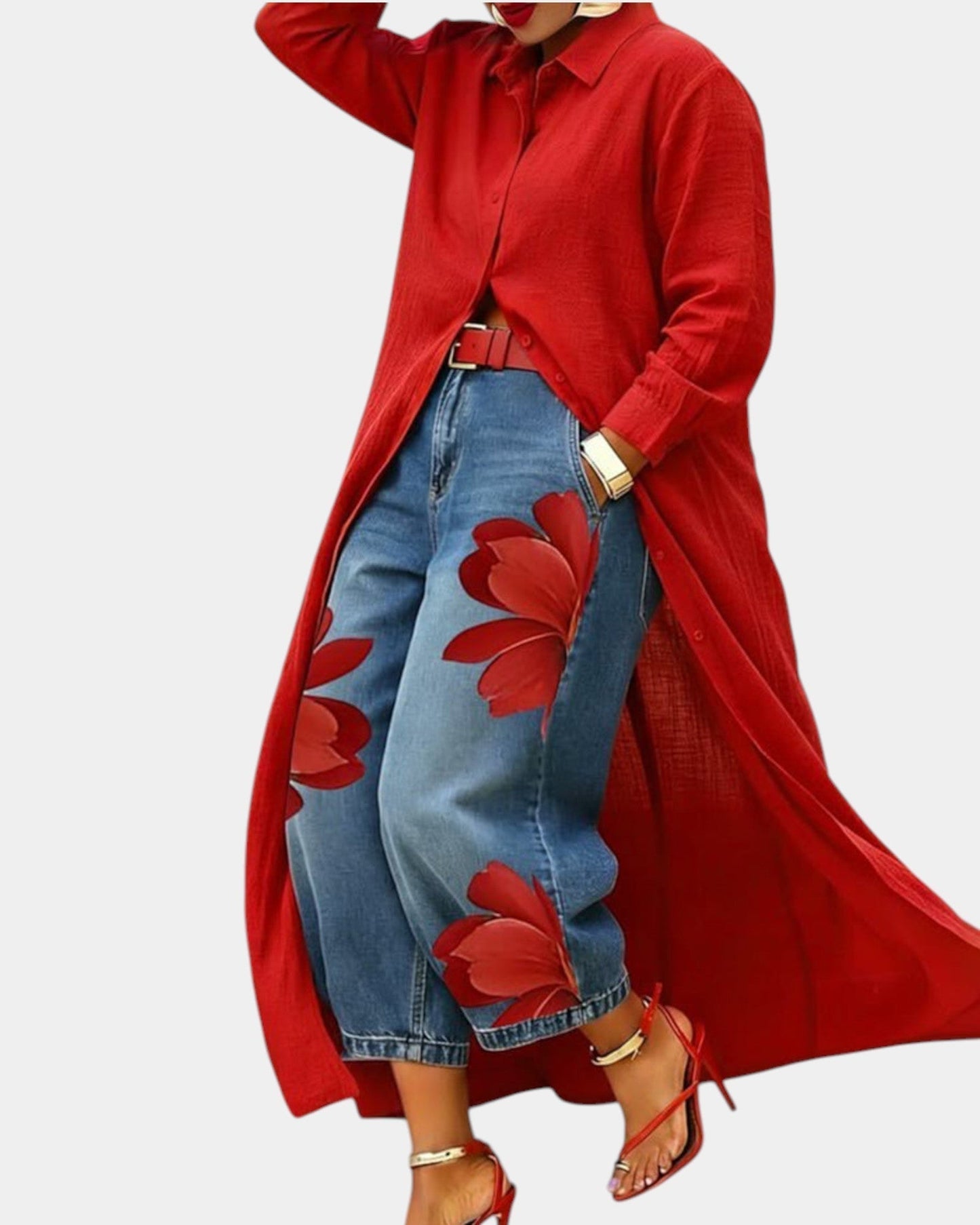 Celia | Conjunto de vestido y vaqueros de pata ancha