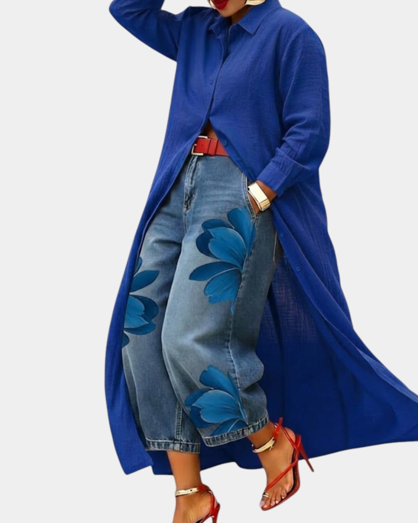 Celia | Conjunto de vestido y vaqueros de pata ancha