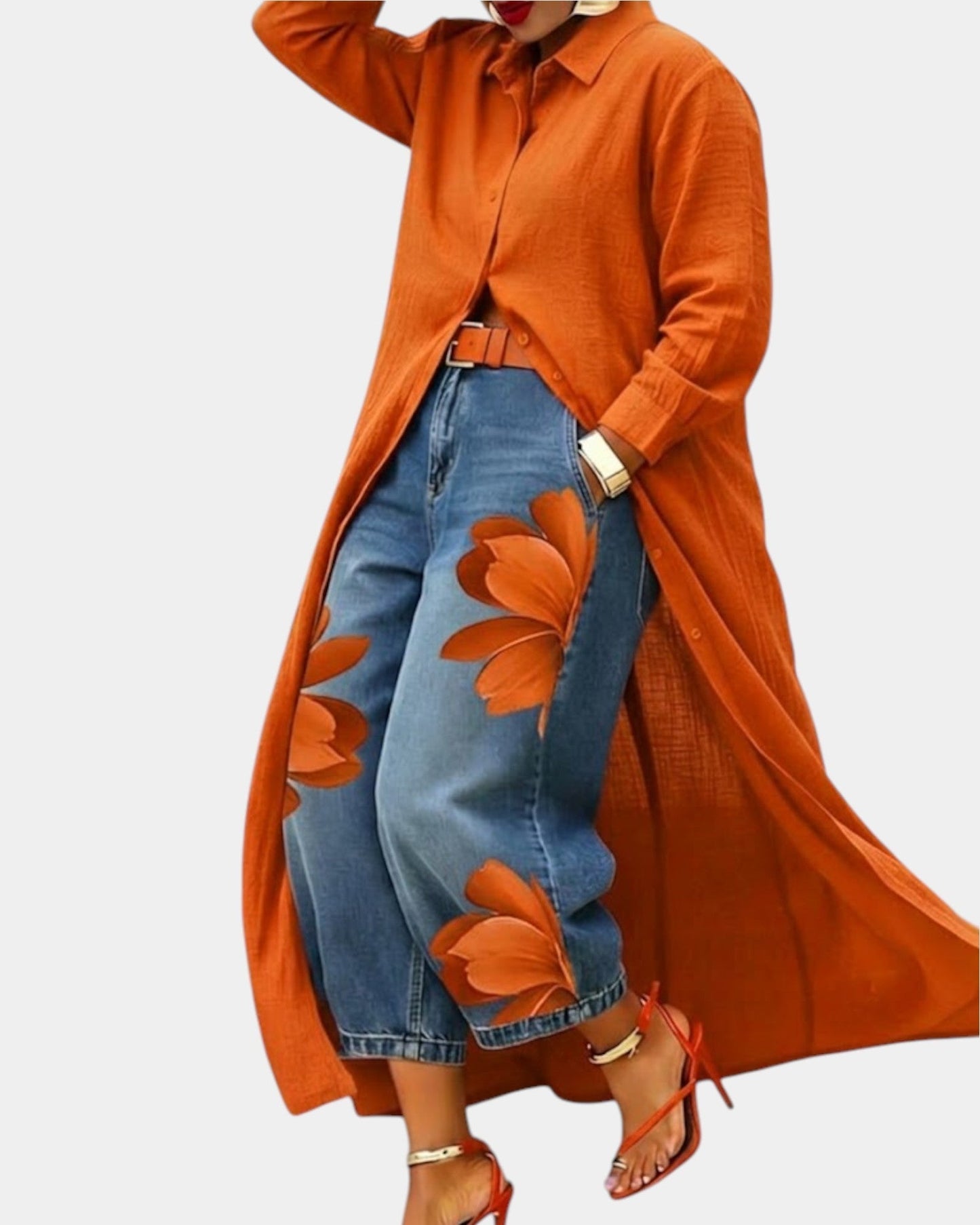 Celia | Conjunto de vestido y vaqueros de pata ancha