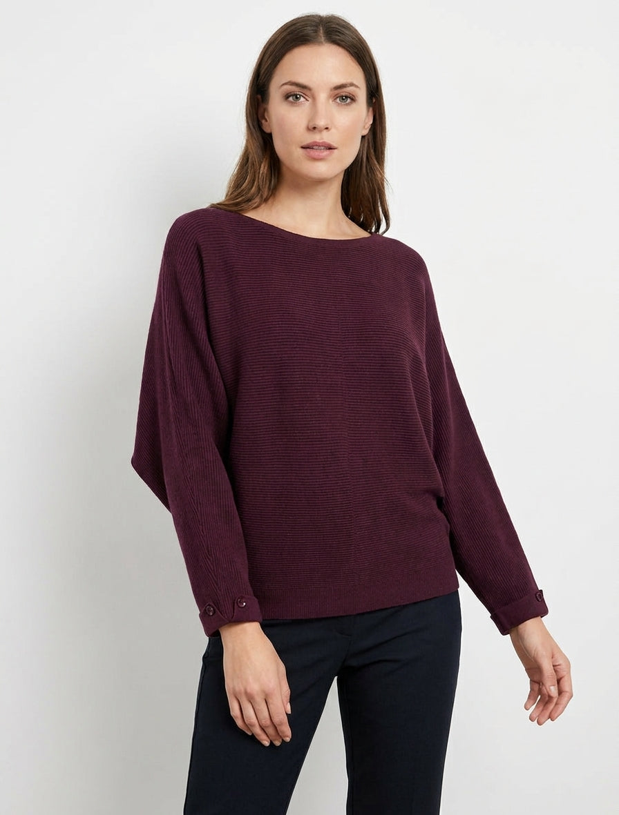Jersey Acela Bordeaux combinado en look de otoño - AURA MILANO