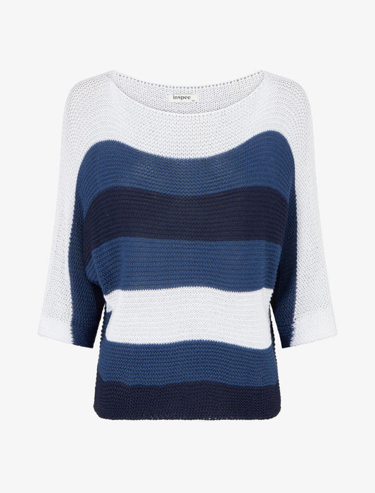 Jersey Amélie Marine de rayas navy y crema - AURA MILANO