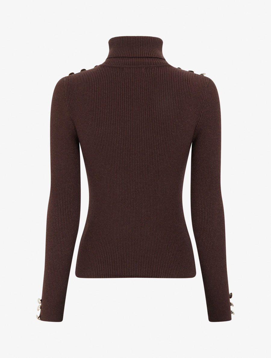 Jersey Valentina Chocolate detalle lateral - AURA MILANO