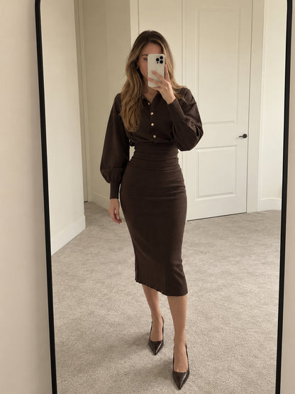 Milano Chocolate — marrón: vestido puesto.