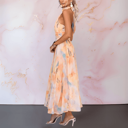 ESTHER | Vestido Halter de Estilo Acuarela