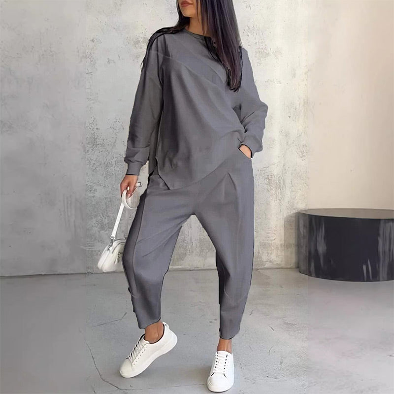 Conjunto sudadera + pantalón bajo irregular